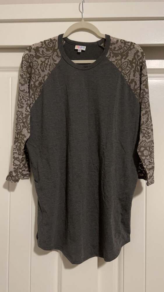 LuLaRoe Gray & Black Raglan Sleeve Top